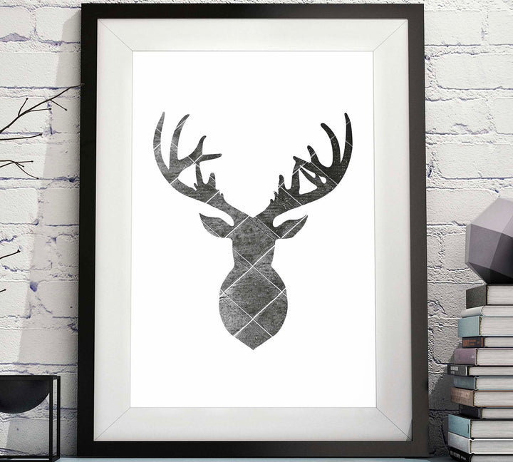 Deer Head Silhouette Diamond Pattern Printable image