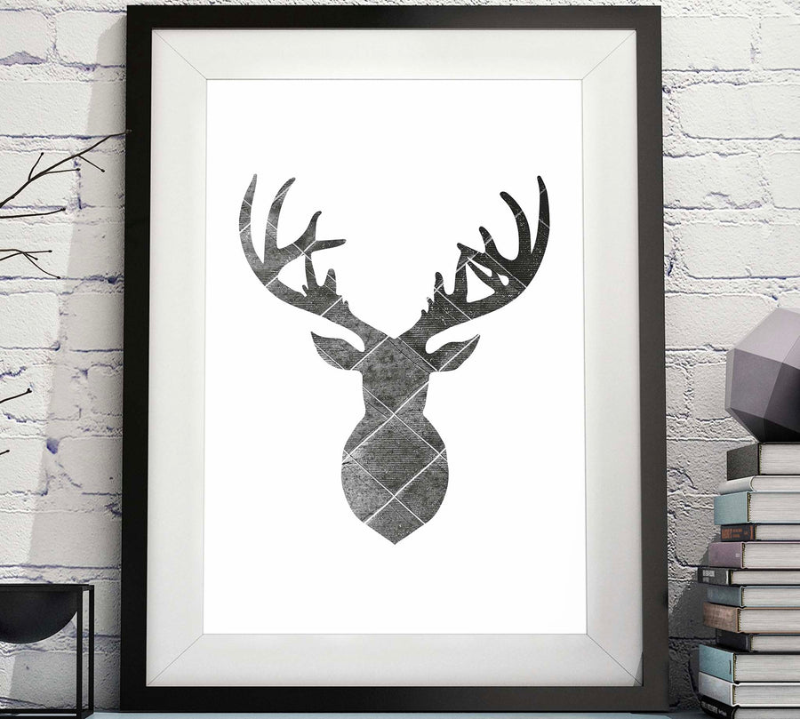 Deer Head Silhouette Diamond Pattern Printable image