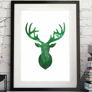 Deer Head Silhouette Palm Leaves Printable image