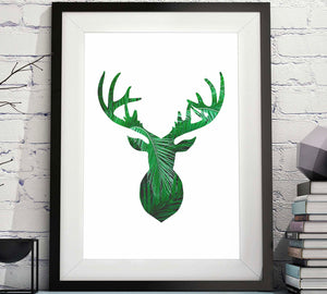 Deer Head Silhouette Palm Leaves Printable image