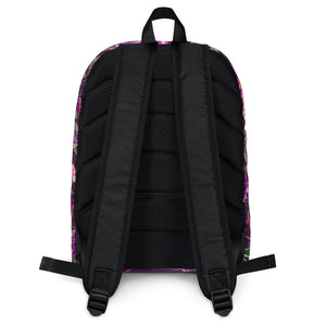 Violet Lilac Botanical Floral Wildflowers Purple Cat Paw Art, Aesthetic Medium Size Backpack Pattern, 15” Laptop Pocket, Kids Men or Woman