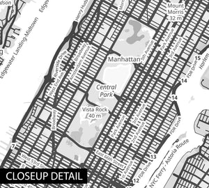 New York City Map with Peony Flowers - Printable