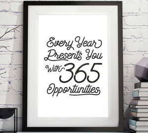 365 Days, Opportunities Decor, Opportunities Print, Instant Download