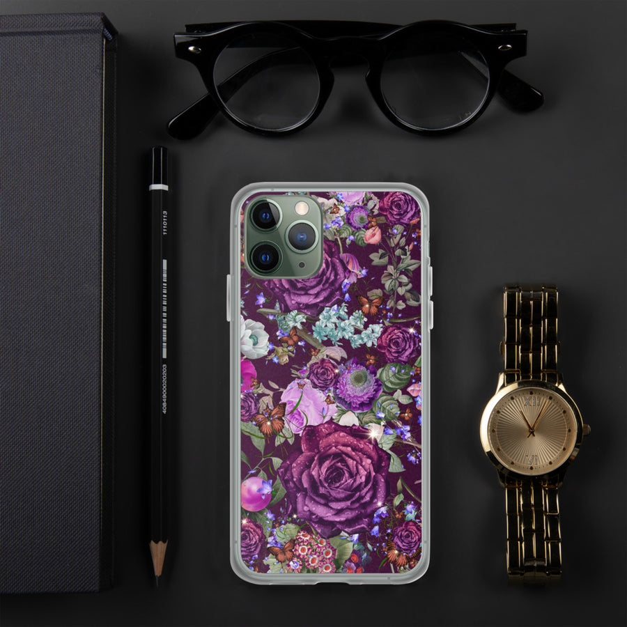 Pretty Dark Purple Roses Pattern Gift for Teen Girls & Women, Quality iPhone Case Birthday Gift