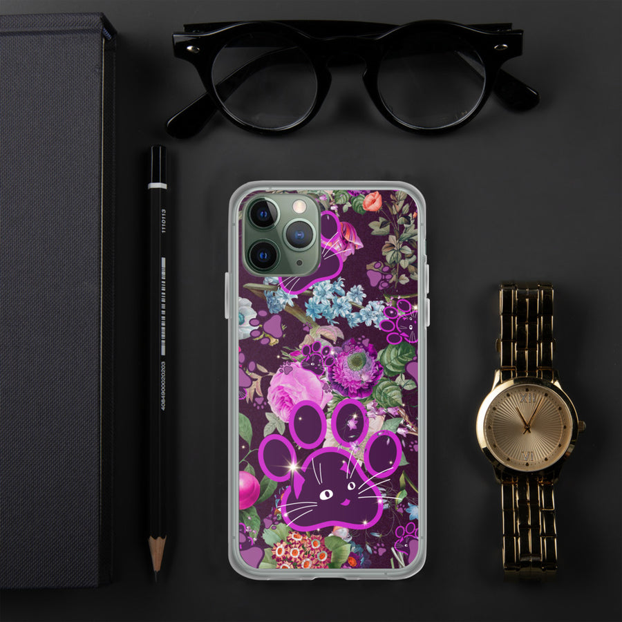Violet Lilac Botanical Floral Wildflowers Purple Cat Paw Art, Quality iPhone Case Birthday Gift