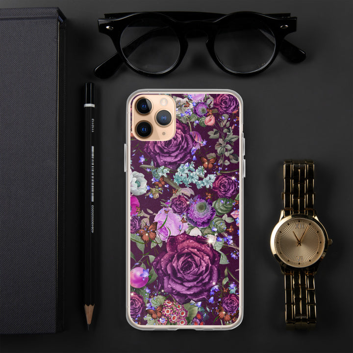Pretty Dark Purple Roses Pattern Gift for Teen Girls & Women, Quality iPhone Case Birthday Gift