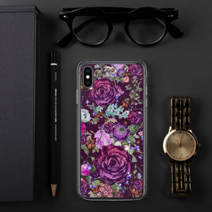 Pretty Dark Purple Roses Pattern Gift for Teen Girls & Women, Quality iPhone Case Birthday Gift