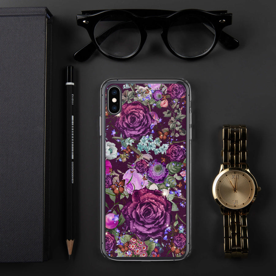 Pretty Dark Purple Roses Pattern Gift for Teen Girls & Women, Quality iPhone Case Birthday Gift