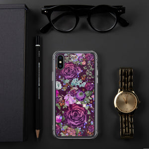 Pretty Dark Purple Roses Pattern Gift for Teen Girls & Women, Quality iPhone Case Birthday Gift