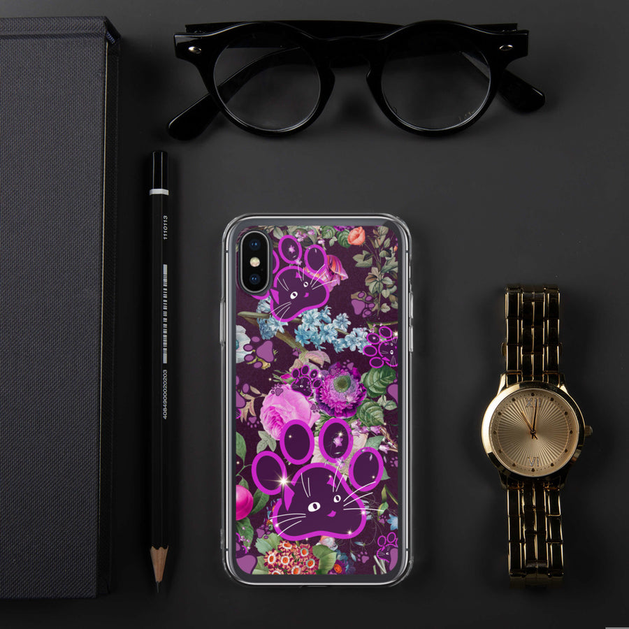 Violet Lilac Botanical Floral Wildflowers Purple Cat Paw Art, Quality iPhone Case Birthday Gift