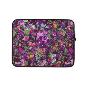 Violet Lilac Botanical Floral Wildflowers Purple Cat Paw Art, Lightweight Laptop Cover Sleeve Case Bag Accessory, Internal Padded Zipper