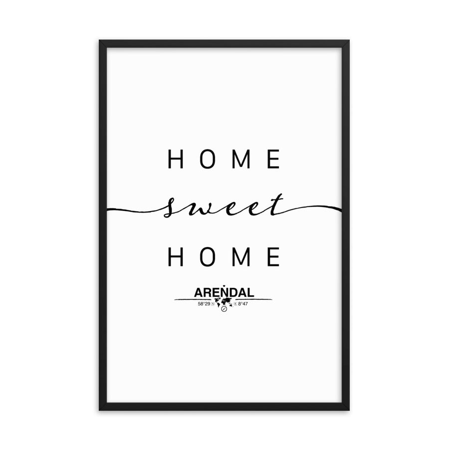 Arendal, Aust-agder, Norway Home Sweet Home With Map Coordinates Framed Artwork