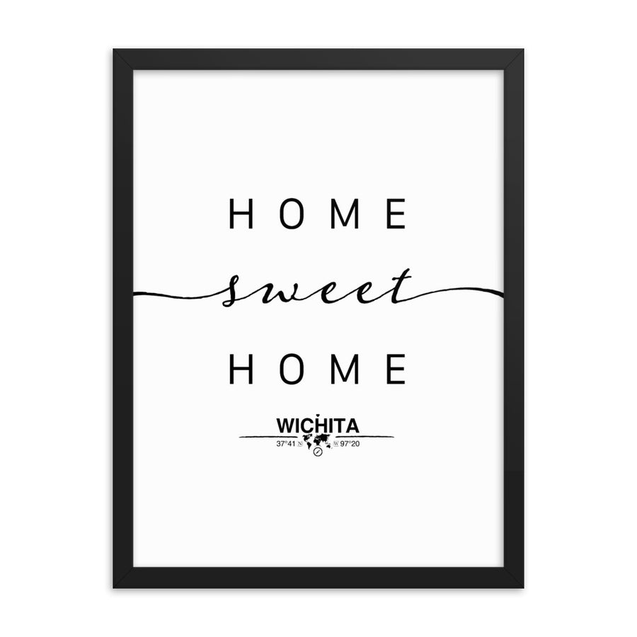 Wichita, Kansas, USA Home Sweet Home With Map Coordinates Framed Artwork