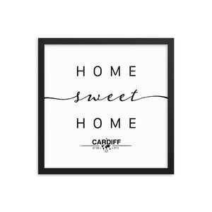 Cardiff, Wales, UK Home Sweet Home With Map Coordinates Framed Artwork