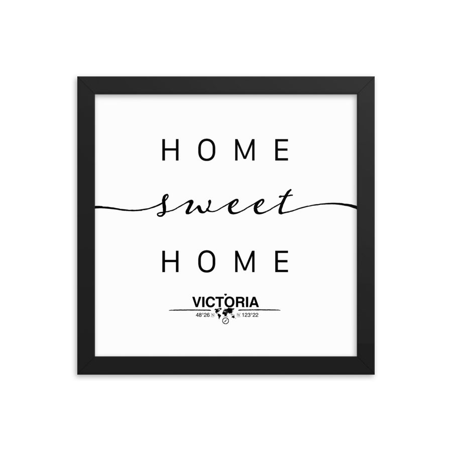 Victoria, British Columbia, Canada Home Sweet Home With Map Coordinates Framed Artwork