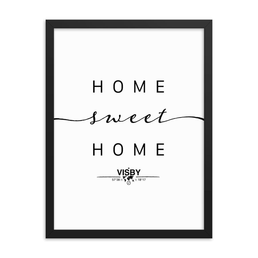 Visby, Gotland, Sweden Home Sweet Home With Map Coordinates Framed Artwork