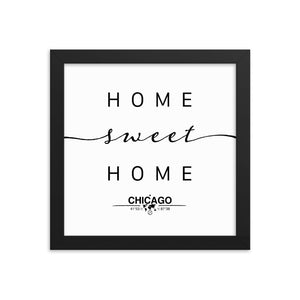 Chicago, Illinois, USA Home Sweet Home With Map Coordinates Framed Artwork