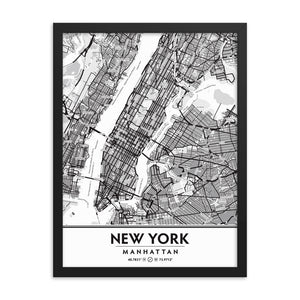 Manhattan New York City NYC Black & White Framed Artwork