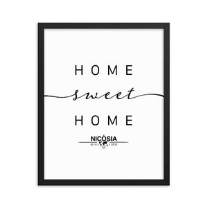 Nicosia, Cyprus Home Sweet Home With Map Coordinates Framed Artwork