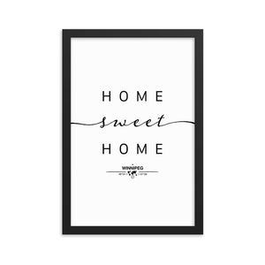 Winnipeg, Manitoba, Canada Home Sweet Home With Map Coordinates Framed Artwork