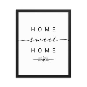Santo Domingo, Dominican Republic Home Sweet Home With Map Coordinates Framed Artwork
