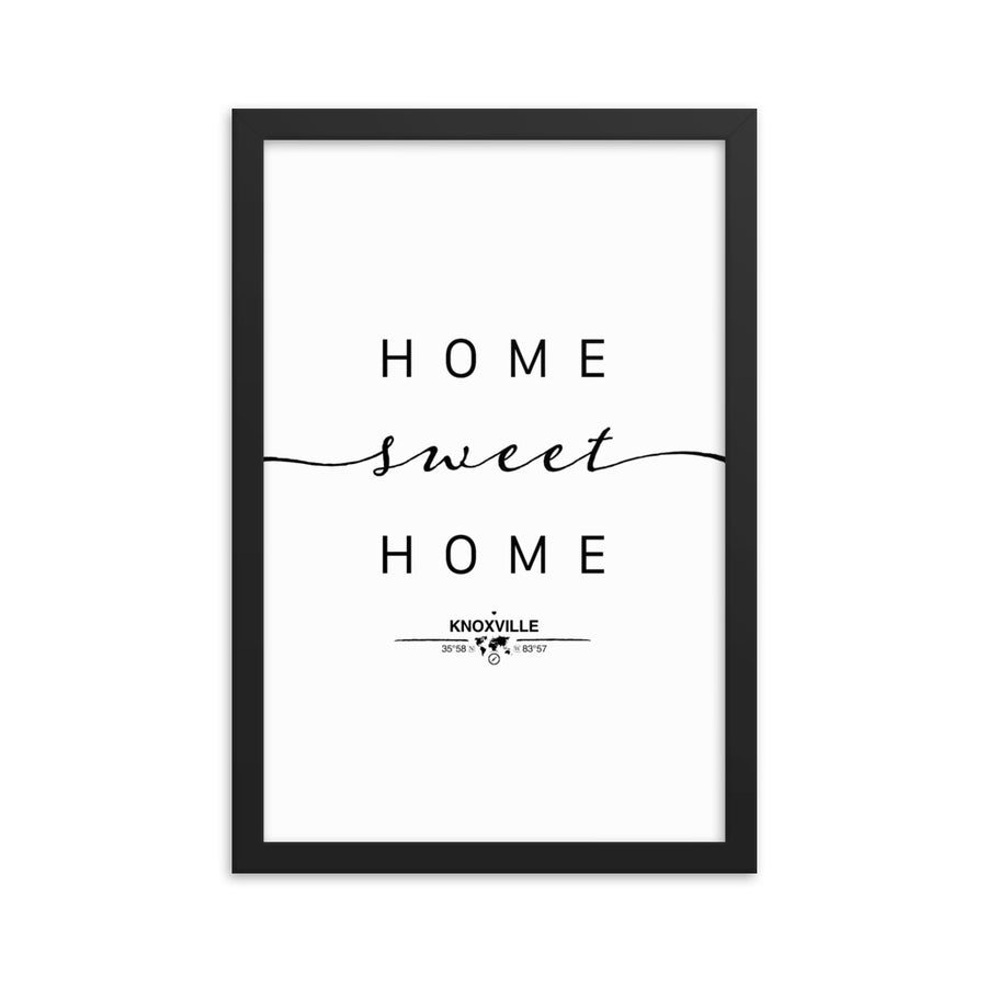 Knoxville, Tennessee, USA Home Sweet Home With Map Coordinates Framed Artwork