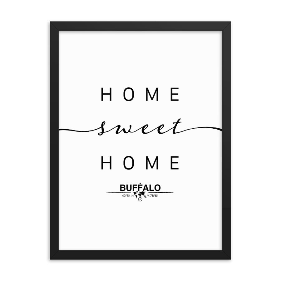 Buffalo, New York, USA Home Sweet Home With Map Coordinates Framed Artwork