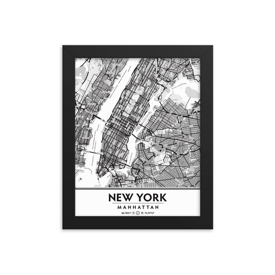 Manhattan New York City NYC Black & White Framed Artwork
