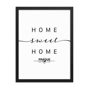 Prague, Czech Republic Home Sweet Home With Map Coordinates Framed Artwork
