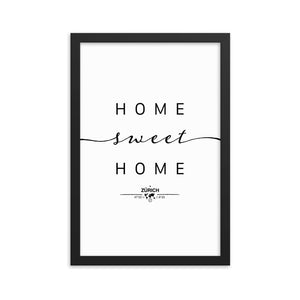 Zürich, Switzerland Home Sweet Home With Map Coordinates Framed Artwork