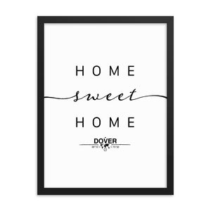 Dover, Delaware, USA Home Sweet Home With Map Coordinates Framed Artwork