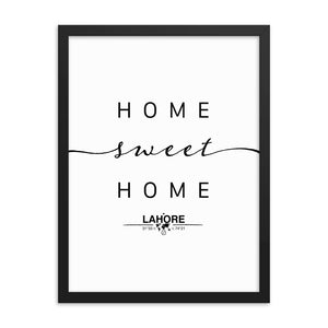 Lahore, Punjab, Pakistan Home Sweet Home With Map Coordinates Framed Artwork