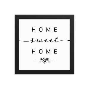 Rome, Lazio, Italy Home Sweet Home With Map Coordinates Framed Artwork
