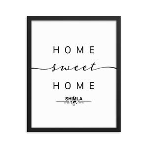 Shimla,himachal Pradesh, India Home Sweet Home With Map Coordinates Framed Artwork