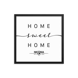 Nicosia, Cyprus Home Sweet Home With Map Coordinates Framed Artwork