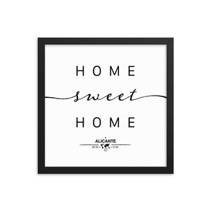 Alicante, Valencian Community, Spain Home Sweet Home With Map Coordinates Framed Artwork