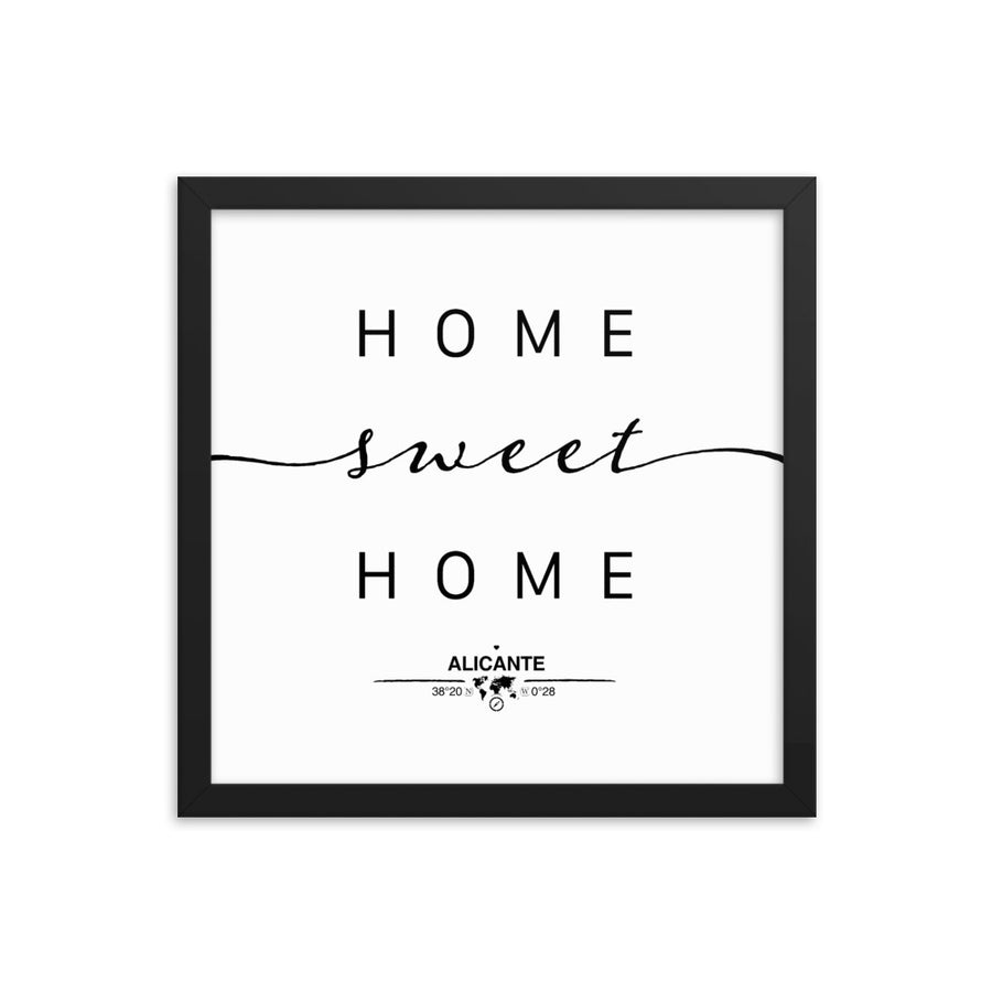 Alicante, Valencian Community, Spain Home Sweet Home With Map Coordinates Framed Artwork