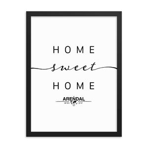 Arendal, Aust-agder, Norway Home Sweet Home With Map Coordinates Framed Artwork