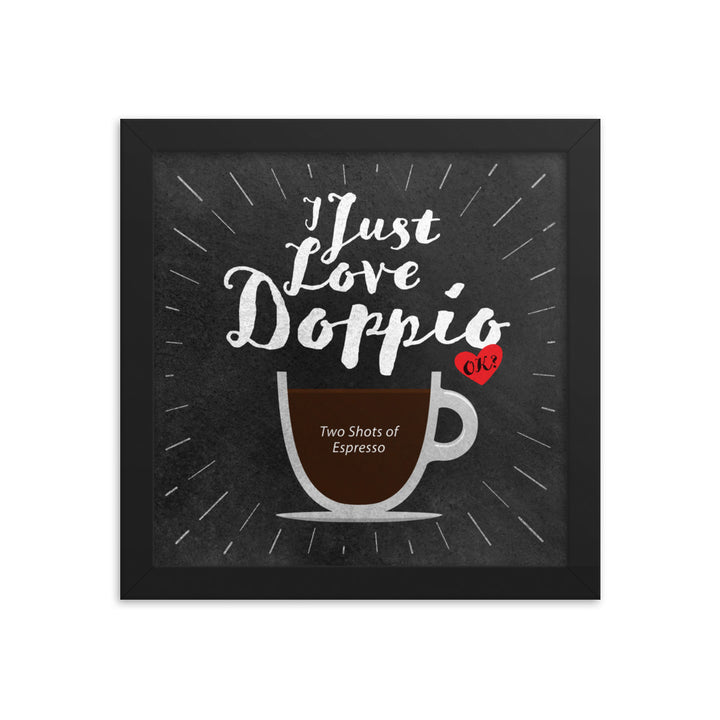 Doppio Coffee Cup Chalkboard Quote - Framed Gift for Coffee Lovers