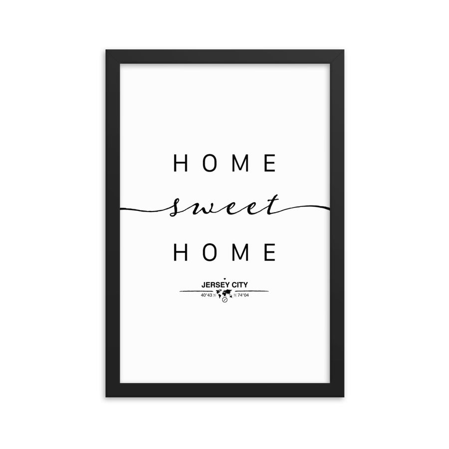 Jersey City, New Jersey, USA Home Sweet Home With Map Coordinates Framed Artwork