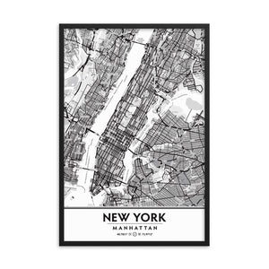 Manhattan New York City NYC Black & White Framed Artwork