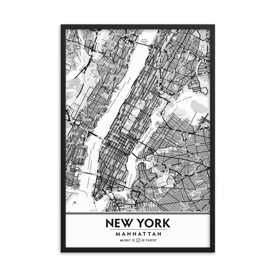 Manhattan New York City NYC Black & White Framed Artwork