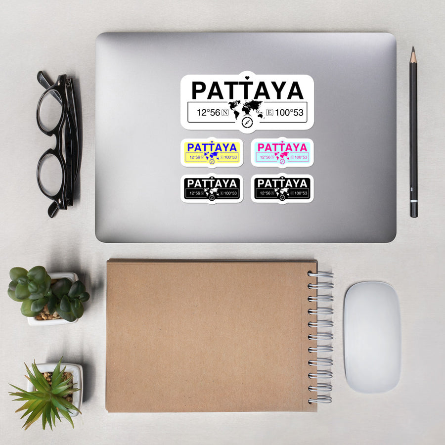 Pattaya Thailand Stickers, High-Quality Vinyl Laptop Stickers, Set of 5 Pack