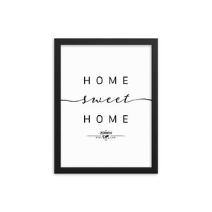 Zürich, Switzerland Home Sweet Home With Map Coordinates Framed Artwork