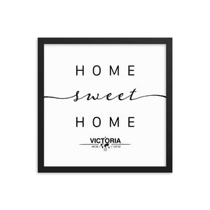 Victoria, British Columbia, Canada Home Sweet Home With Map Coordinates Framed Artwork