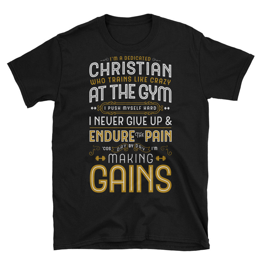 Christian Gym Gains tshirt in black