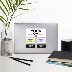 York, England Stickers, High-Quality Vinyl Laptop Stickers, Set of 5 Pack