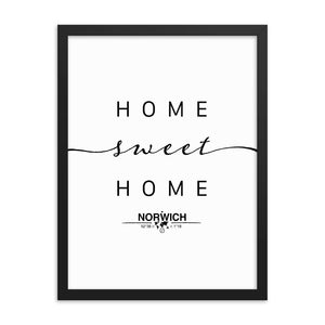Norwich, England, UK Home Sweet Home With Map Coordinates Framed Artwork