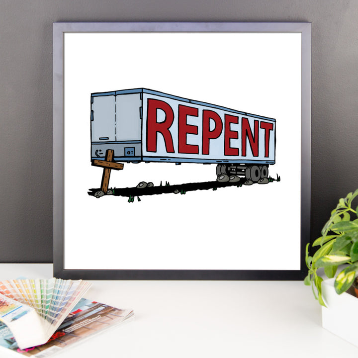 Repent Cross Trailer - Framed poster