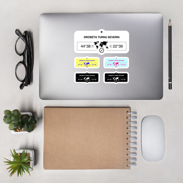 Drobeta Turnu Severin, Mehe Stickers, High-Quality Vinyl Laptop Stickers, Set of 5 Pack